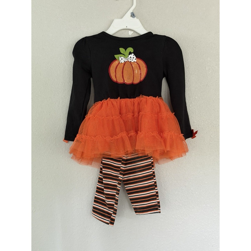 Little Lass Infant Girls Halloween Sequin Pumpkin Outfit Tutu Leggings Sz 18 Mth